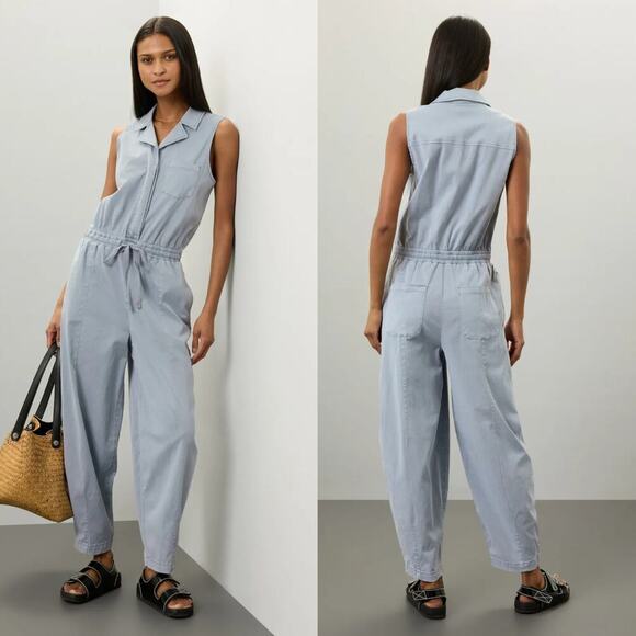 Splendid Carlotta Jumpsuit Sleeveless Drawstring Waist Barrel Leg Storm Blue XL